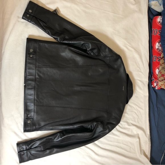 Men’s Michael Kors Leather Jacket Size Small Color Espresso - Picture 6 of 7